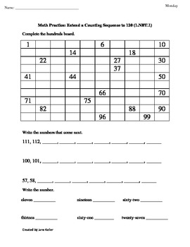 1st Grade Common Core Math Worksheet Counting... by Jane Keller