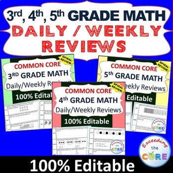 3rd, 4th, 5th Grade Daily/Weekly Spiral Math Review - Comm