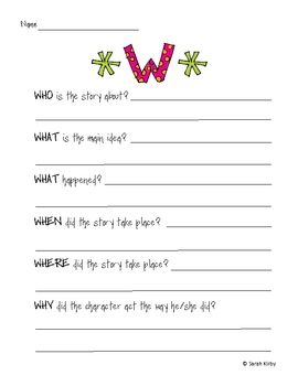5 W Worksheet by Sarah Kirby | Teachers Pay Teachers
