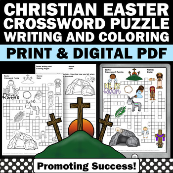  religious Easter crossword puzzle worksheets activities for kids