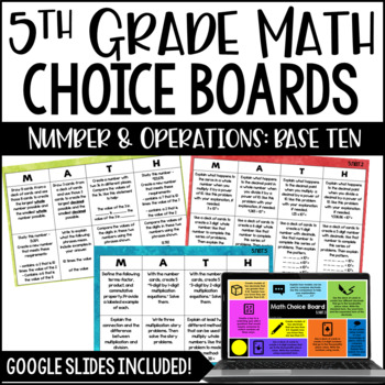5th Grade Common Core Math Choice Boards {Number and Operations: Base Ten}