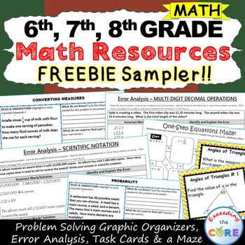 6th Grade, 7th Grade 8th Grade Math Resources ~ Milestone FREEBIE