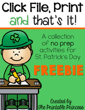 St. Patrick's Day Kindergarten Printables FREE