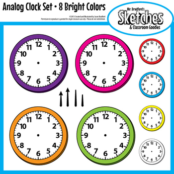 Download Analog Clock Clip Art Graphics and Templates... by Jason Bradford | Teachers Pay Teachers