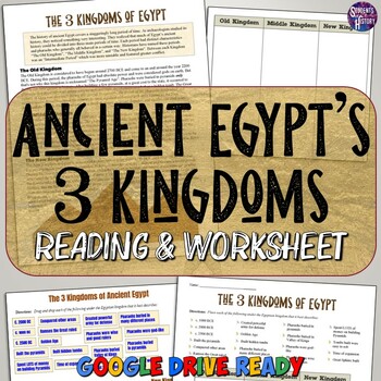 Ancient Egypt's Kingdoms Reading & Worksheet by Students of History