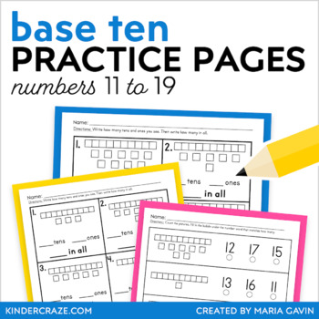 Base 10 Worksheets - Tens and Ones for Numbers... by Maria ...