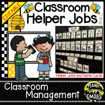 Classroom Helper Jobs (EDITABLE) ~ Busy Bees Theme