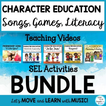 Character Education Bundle of Songs, Games, Posters and Wr