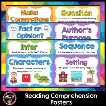 Reading Comprehension Posters by Tales From Miss D | Teachers Pay Teachers