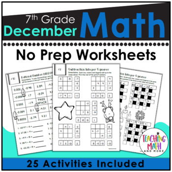December NO PREP Math Packet - 7th Grade