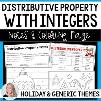 Distributive Property Coloring Page with Integers
