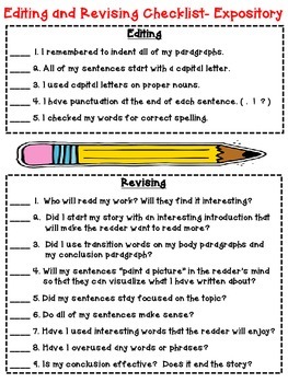 An Editing Checklist for Expository Writing