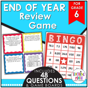 End of Year Math Review BINGO Game {Grade 6}