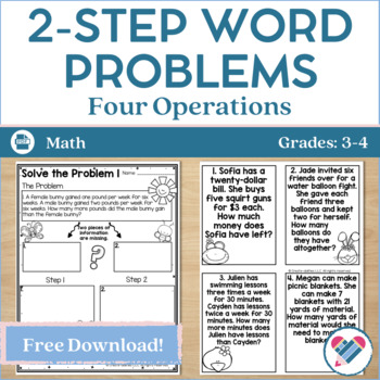 FREE 2-Step Word Problems Using the Four Operations