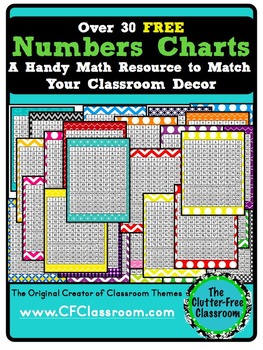 FREE - Math Numbers Charts (up to 150)