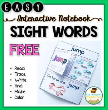 FREE Simple Sight Words Interactive Notebook Sample