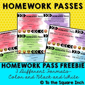 Homework pass template pdf