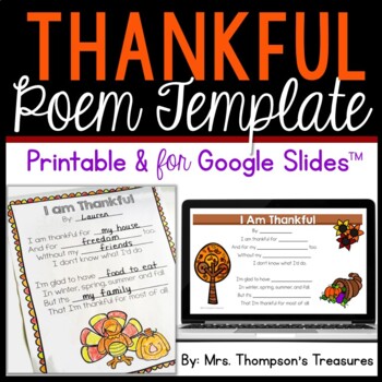 Free Thanksgiving Poem Template