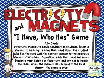 "I Have, Who Has" Electricity and Magnetism