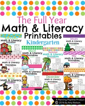 Kindergarten Math and Literacy Printables