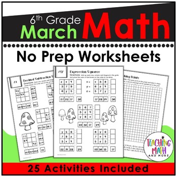 March NO PREP Math Packet - 6th Grade