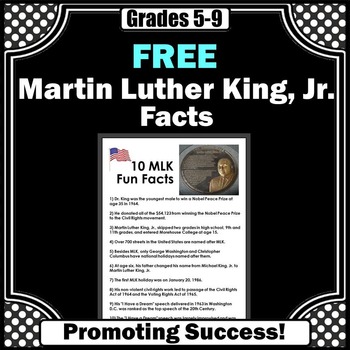  free printable Martin Luther King Jr facts for kids