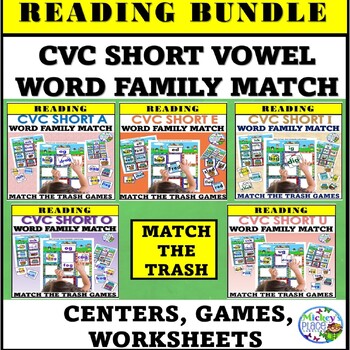 Match The Trash:   CVC Word Family Activities