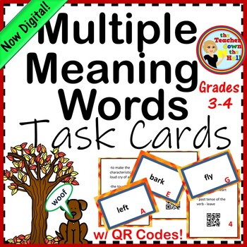 Multiple Meaning Words Task Cards w/ QR Codes (3rd-5th)