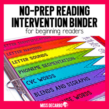 Reading Intervention Binder for Beginning Readers No Prep ELA