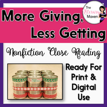 Nonfiction Close Reading - The Holidays: A Bit More Giving, A Bit Less Getting