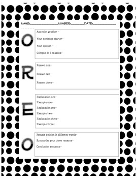 OREO Graphic Organizer Opinion Persuasive... by The Teaching Peach