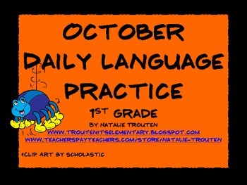 October Daily Language Practice and Assessment for 1st Grade