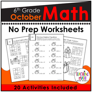 October NO PREP Math Packet - 6th Grade