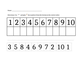 ordering numbers 1 10 cut and paste by courtney nelson teachers pay