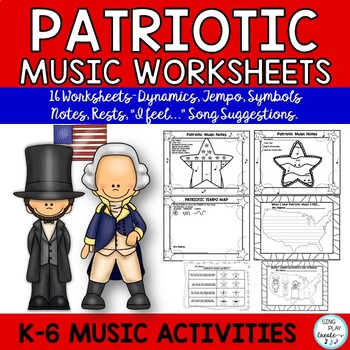 Patriotic Music Class Worksheets: Dynamics, Notes, Express