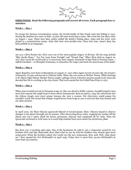 free proofreading and editing worksheets grade 6