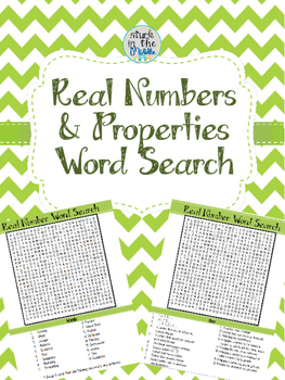 Real Number and Properties Word Search