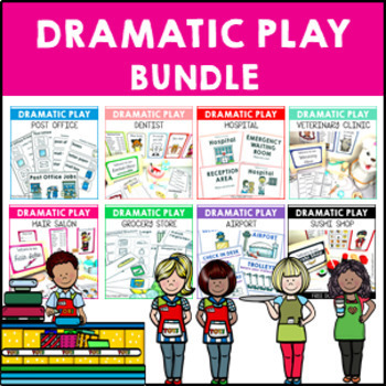 Role Play Pack Bundle Dramatic Play for Post Office Supermarket Hospital Airport
