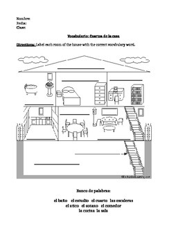 rooms of the house spanish labeling and by elizabeth quackenbush