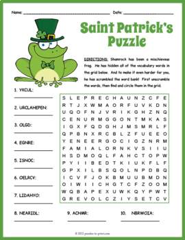 Saint Patrick's Day Free Puzzle Worksheet by Puzzles to Print