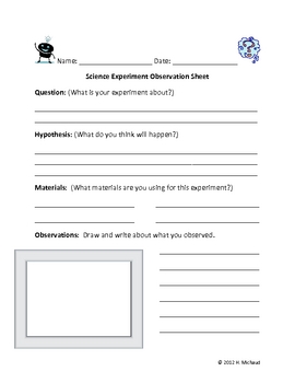 Science Experiment Observation Sheet by I Love 3rd Grade | Teachers Pay