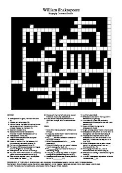 crossword shakespeare puzzle biography teacherspayteachers