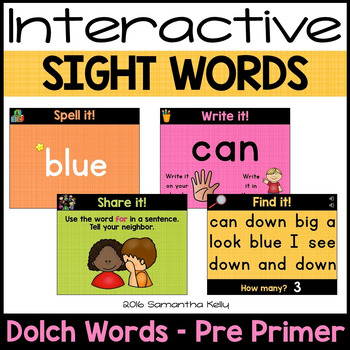 Sight Words Interactive PowerPoint - Dolch Pre-Primer