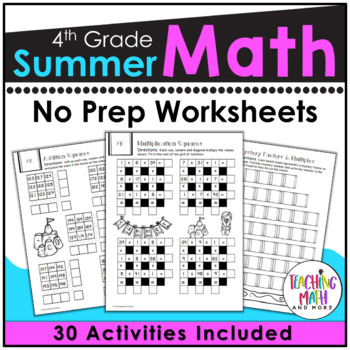 Summer Review NO PREP Math Packet – 4th to 5th Grade