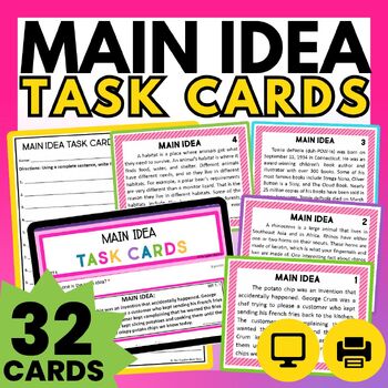 Task Cards for Main Idea for 3rd - 5th Grade by The Teacher Next Door