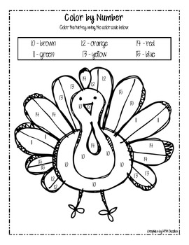 Terrific Turkey Color by Numbers 10-15