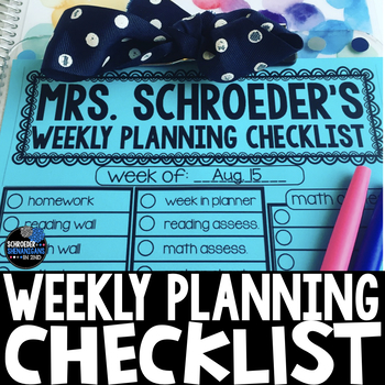 Weekly Planning Checklist - Editable!