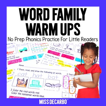 Word Family Warm Ups No Prep Phonics Practice for Little Readers