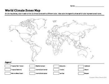 world climate zones map worksheet by marcy edwards teachers pay teachers